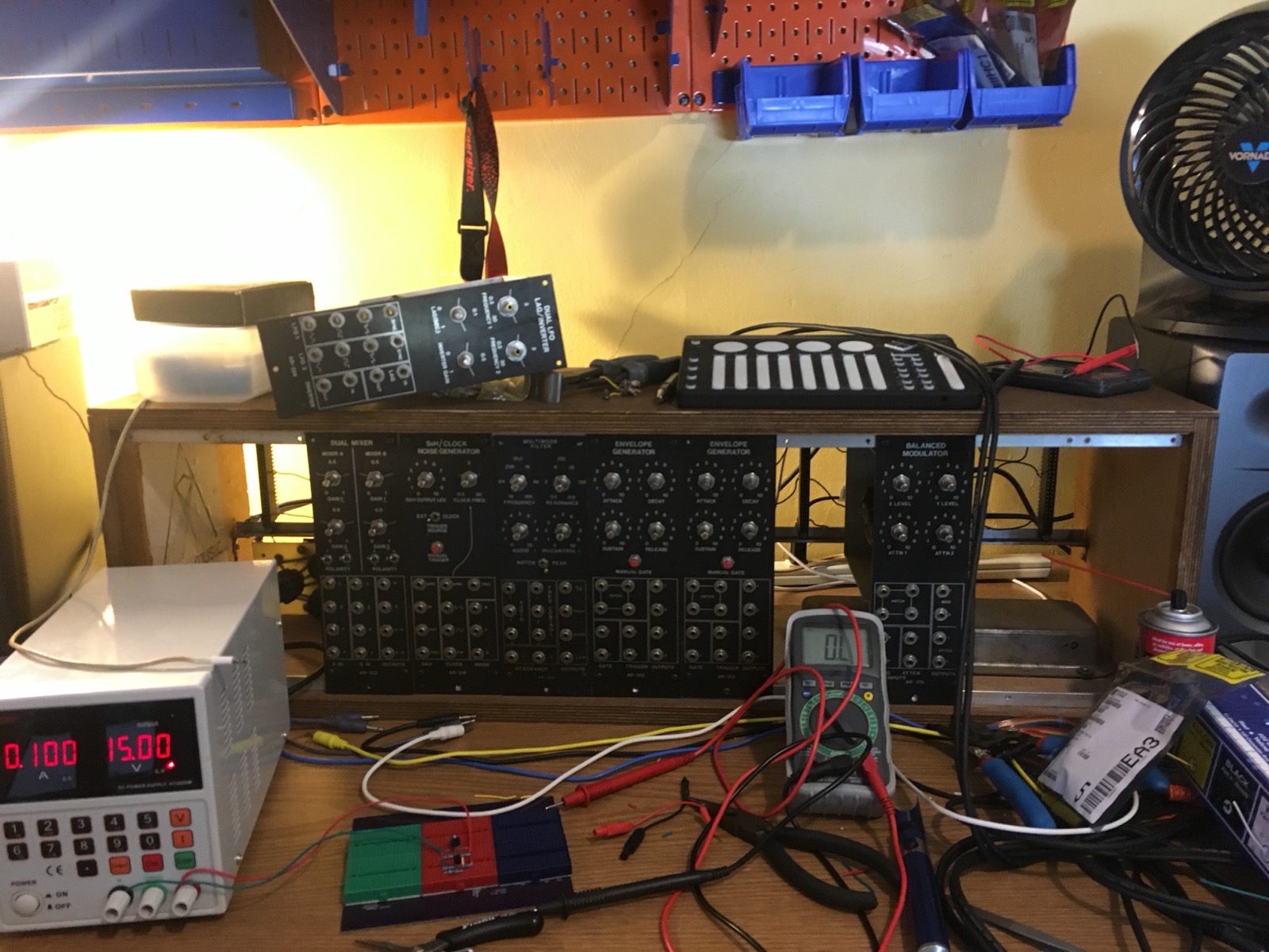 Aries modules on the workbench during restoration