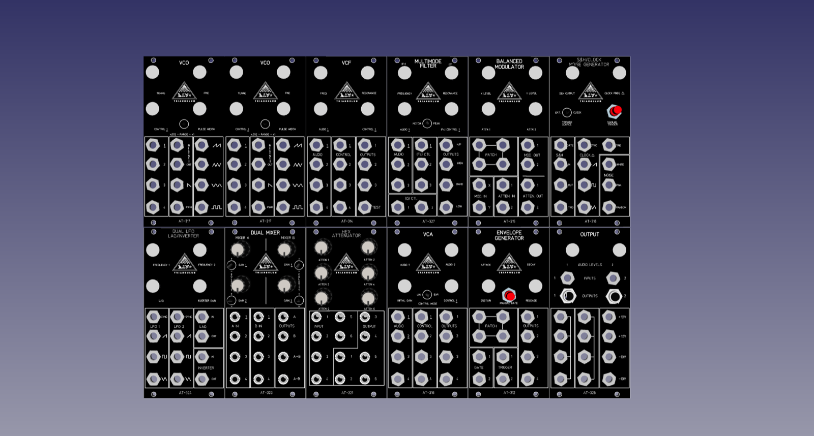 Rough 3D rendering of the full set of Alpha-Trianguli modules